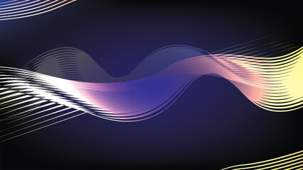Luxury abstract background with golden lines on dark black background in modern style. 3D style. Vector illustration about modern deluxe template design.