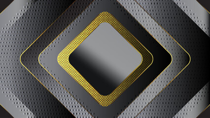 Luxury abstract background with golden lines on dark black background in modern style. 3D style. Vector illustration about modern deluxe template design.
