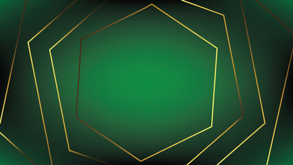 Luxury abstract background with golden lines on dark black background in modern style. 3D style. Vector illustration about modern deluxe template design.
