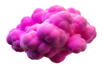 Abstract pink organic blob shape with smooth rounded forms isolated on transparent background