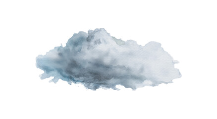 Isolated Watercolor Cloud on White Background, Hand Drawn