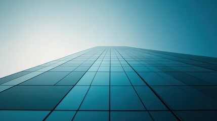Skyscraper with Gradient of Light Blue to Silver Tones in Modern Style