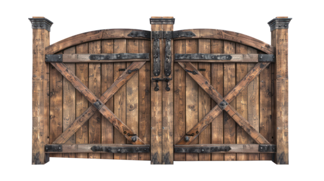 Wooden Gates isolate on transparency background