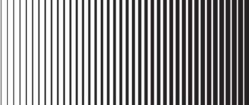 Striped halftone gradation texture. Fading vertical line gradient background. Repeating pattern backdrop. Black halftone parallel lines backdrop for overlay, print, cover, graphic design. modern