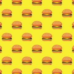 burger seamless pattern. illustration of a fast food hamburger sticker for entrepreneurship