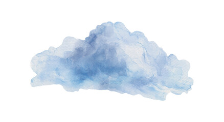 Blue watercolor cloud isolated on white background, artistic illustration