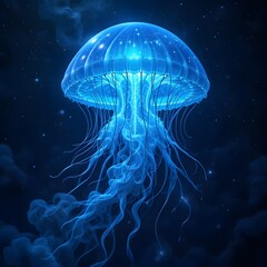 Glowing Jellyfish in the Deep Ocean: A Celestial Underwater Spectacle