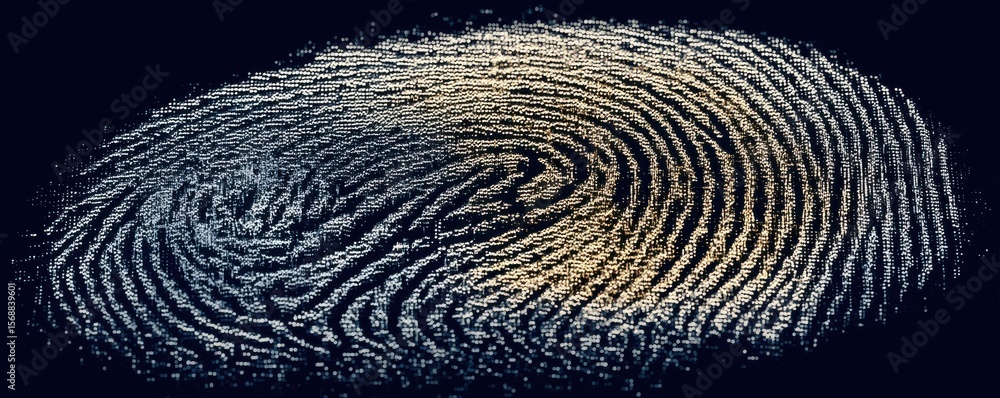 Aufkleber detailed fingerprint biometric visualization in a high-tech digital style