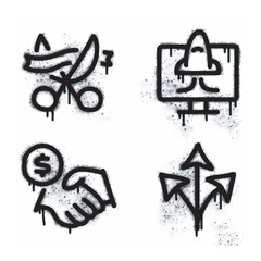 Startup and finance icon spray graffiti isolated on white background. Startup and finance icon graffiti with black spray on white. Vector illustration.