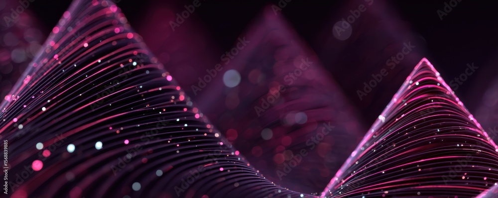 Poster Abstract visualization with glowing pink lines forming triangular patterns