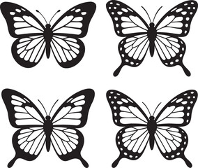 Obraz premium Set of Butterfly silhouette vector illustration isolated On Transparent Background