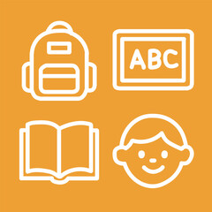 Collection of education and school icons vectors, cute decorative brush stroke lines.