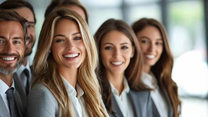Smiling team in office, potential for promotional material