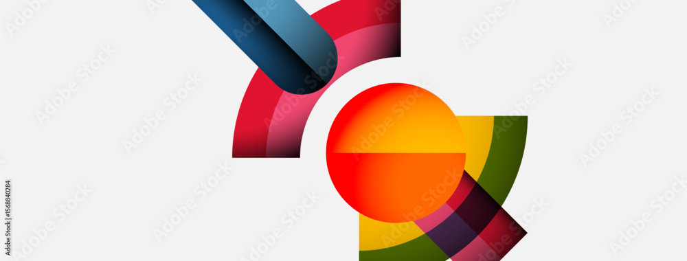 Poster abstract colorful design features overlapping curved shapes. bright hues create dynamic visual impac