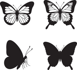 Fototapeta premium Set of Butterfly silhouette vector illustration isolated On Transparent Background