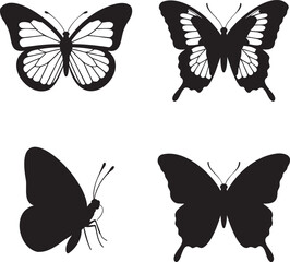 Obraz premium Set of Butterfly silhouette vector illustration isolated On Transparent Background