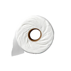 Roll of toilet paper top view isolate on transparency background