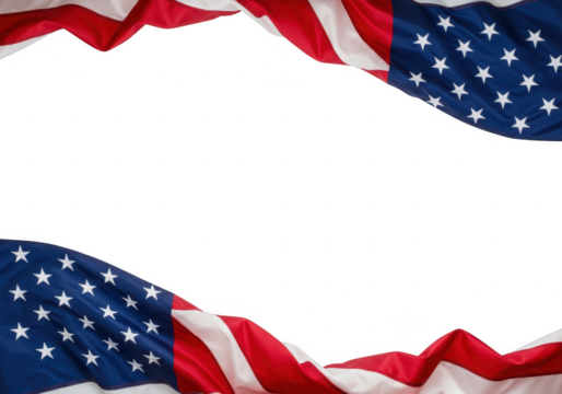 American flag border isolated on transparent background - Powered by Adobe