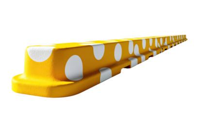 Yellow Polkadot Barrier: A long, cheerful yellow barrier with a playful polka dot pattern, ideal for crowd control or delineating areas in a fun and eye-catching way.