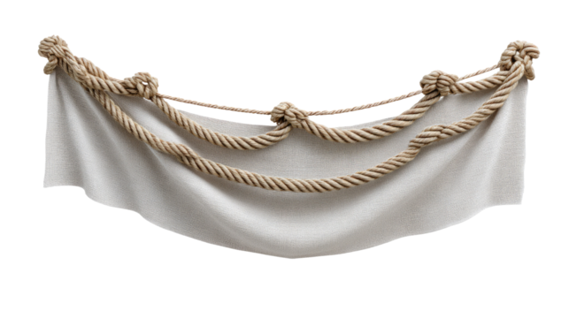 Nautical Banner: A rustic nautical banner crafted from a sturdy rope and a natural textile, embodying a classic, coastal aesthetic.