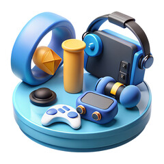 3D Render of Futuristic Gaming and Tech Gadgets