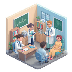 Medical Consultation with Doctors and Patient in Clinic Room