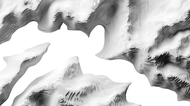 Abstract Mountain Range Silhouette: A minimalist grayscale image showcasing the silhouette of a mountain range, creating a striking contrast and a sense of depth and mystery.