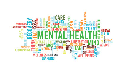 word cloud template Design on white background .Concept of mental health.