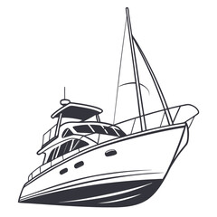 Vintage Rowboat and Tree Silhouette Vector Illustration

