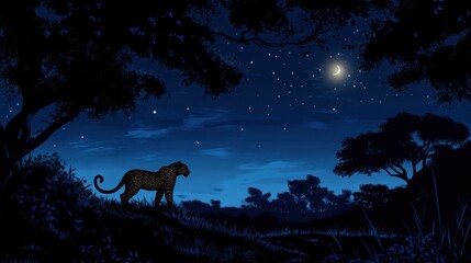 Fototapeta premium Silhouette of cat at night