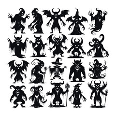 Terrifying Monsters and Demonic Creatures Vector Silhouettes