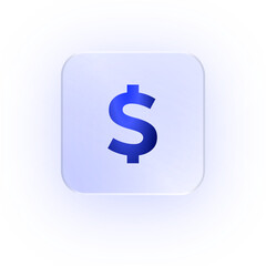 Glassmorphism Icon Dollar Sign Symbol Currency Character Typography Text USD Design Finance Icon UI UX Learning Soft Drop Shadow