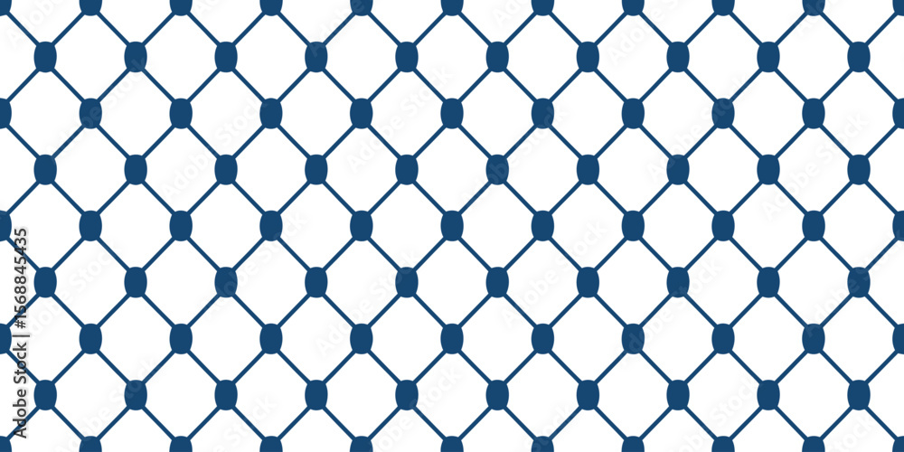 Poster seamless blue lattice pattern with rounded nodes on white background