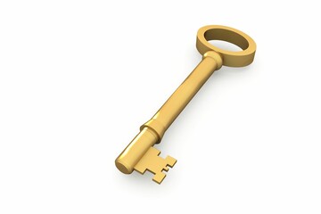 Digitally generated shiny gold key