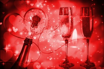 Glowing red Valentines composite