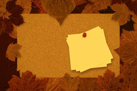 Fototapeta Autumn leaves with yellow note