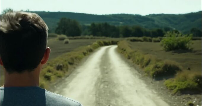 Man at a Crossroads: Contemplative Scene in Nature