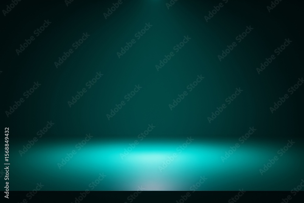 Poster abstract teal spotlight background with clean illuminated surface and empty space for creative desig