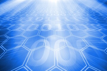 Background with glowing hexagons
