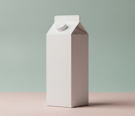 Minimal Milk Carton On Pastel Backdrop, Trendy Product Design