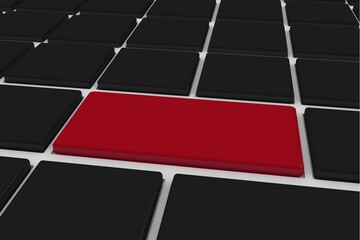 Black keyboard with red key