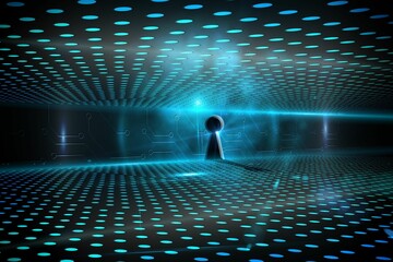 Keyhole on technological glowing background