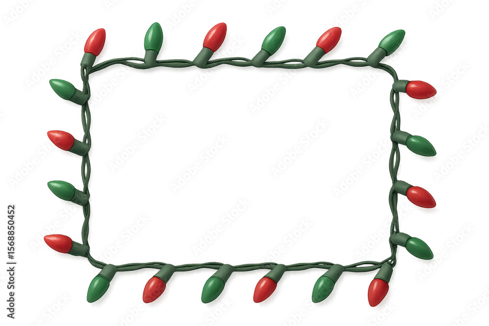 Aufkleber red and green christmas lights creating a vibrant rectangular frame border on a transparent backgrou
