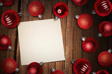 Christmas baubles on table