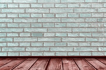 Close-up of white brick wall by hardwood floor