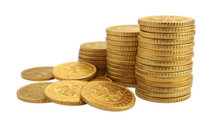 Golden coins stacked for business finance and investment success