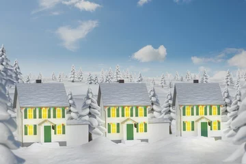 Fototapete Snow covered houses in winter © vectorfusionart