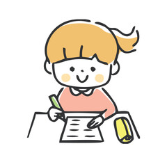 勉強をする女の子