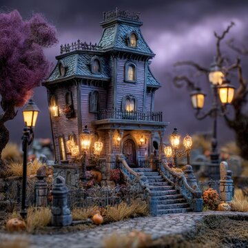 haunted mansion halloween scene