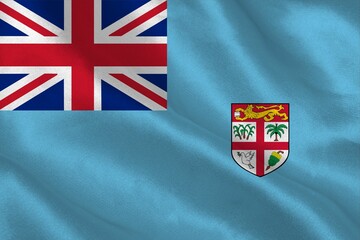 Close-up of Fiji flag on white background